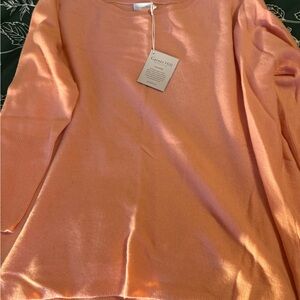 Garnet Hill Large Cashmere Sweater in Soft Pink/Peach